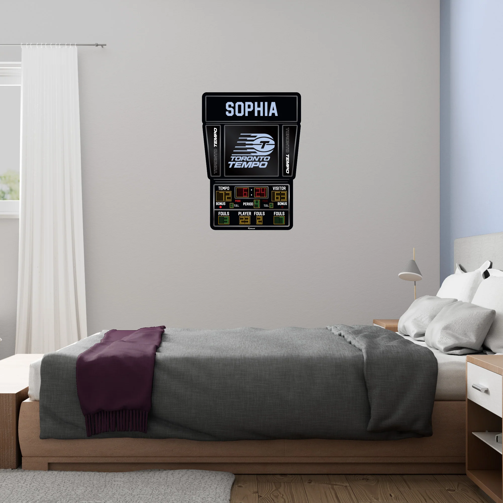 Toronto Tempo - Scoreboard Graphic - With Personalized Name - Official WNBA - Reusable Vinyl Wall Decal - Image 4