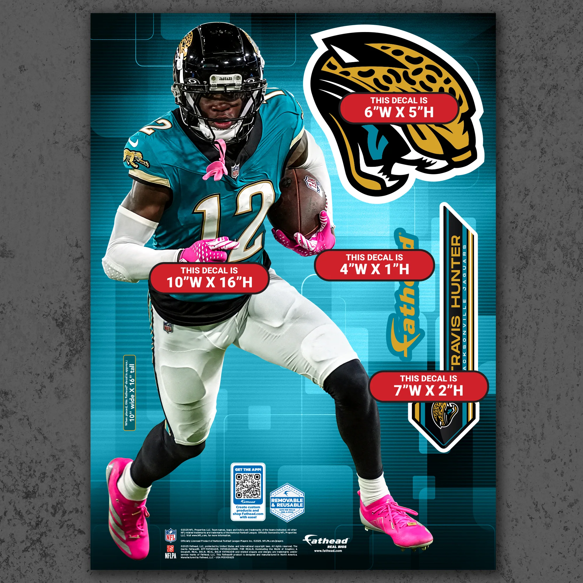 Travis Hunter - RealBig Throwback Collection - Official NFL - Jacksonville Jaguars - Reusable Vinyl Wall Decals - Image 8