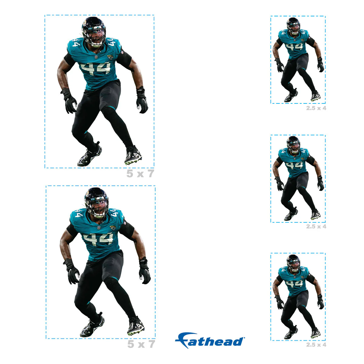 Travon Walker - 5 Minis (Mixed Sizes) - Official NFL - Jacksonville Jaguars - Reusable Vinyl Decals - Image 4
