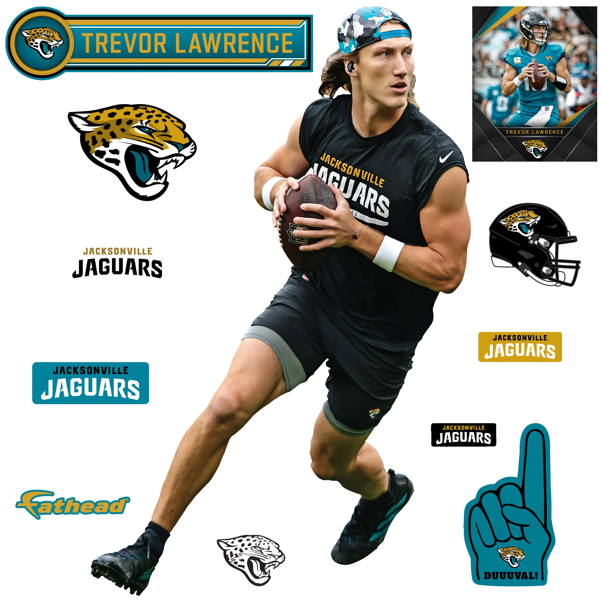 Trevor Lawrence - RealBig Warmups Collection - Official NFL - Jacksonville Jaguars - Reusable Vinyl Wall Decals - Image 2