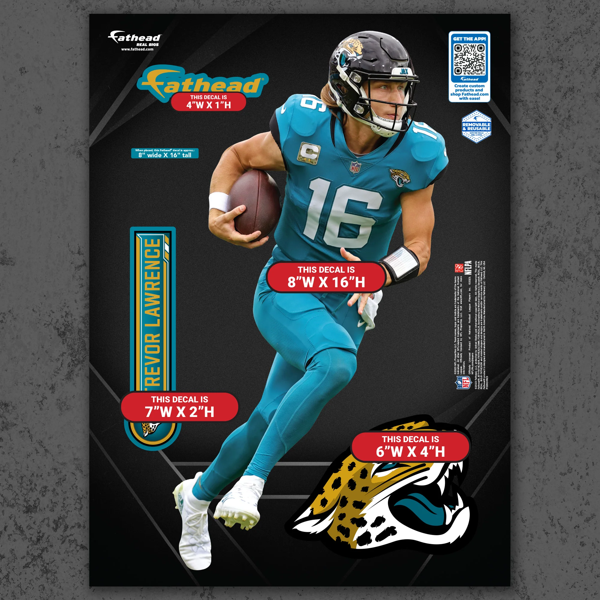 Trevor Lawrence - RealBig Rollout Collection - Official NFL - Jacksonville Jaguars - Reusable Vinyl Wall Decals - Image 8