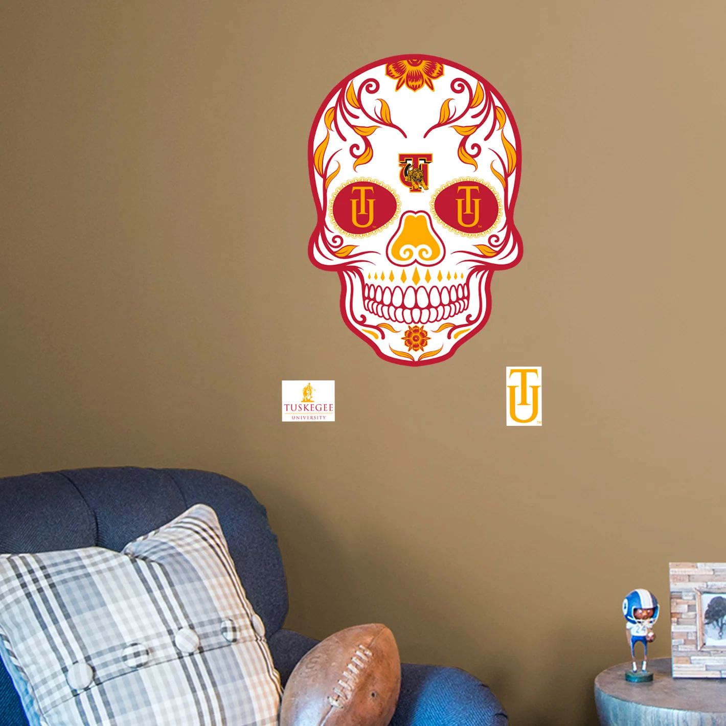 Tuskegee Golden Tigers - RealBig Sugar Skull Collection - Official NCAA - Reusable Vinyl Wall Decals - Image 8