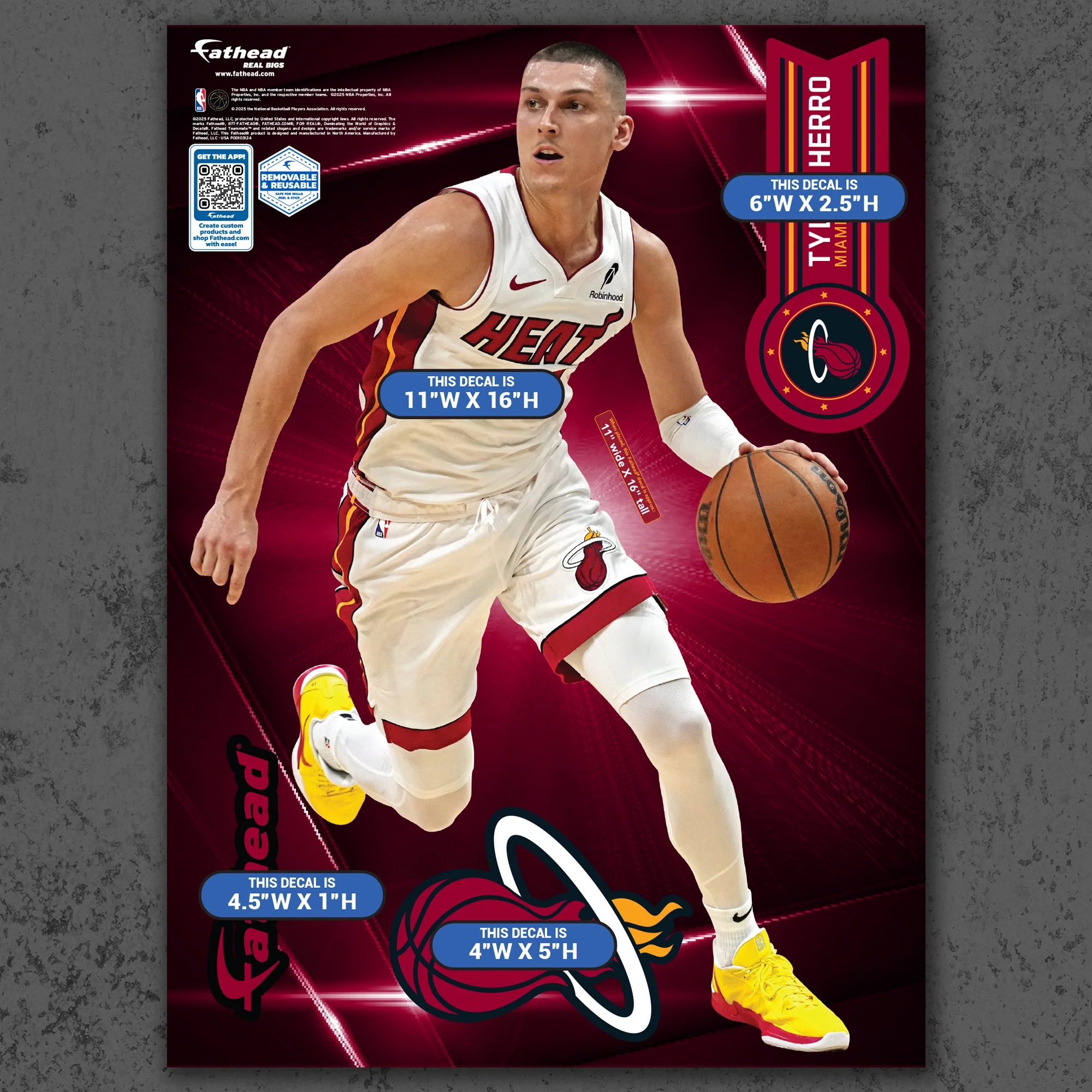 Tyler Herro - RealBig Collection - Official NBA - Miami Heat - Reusable Vinyl Wall Decals - Image 8