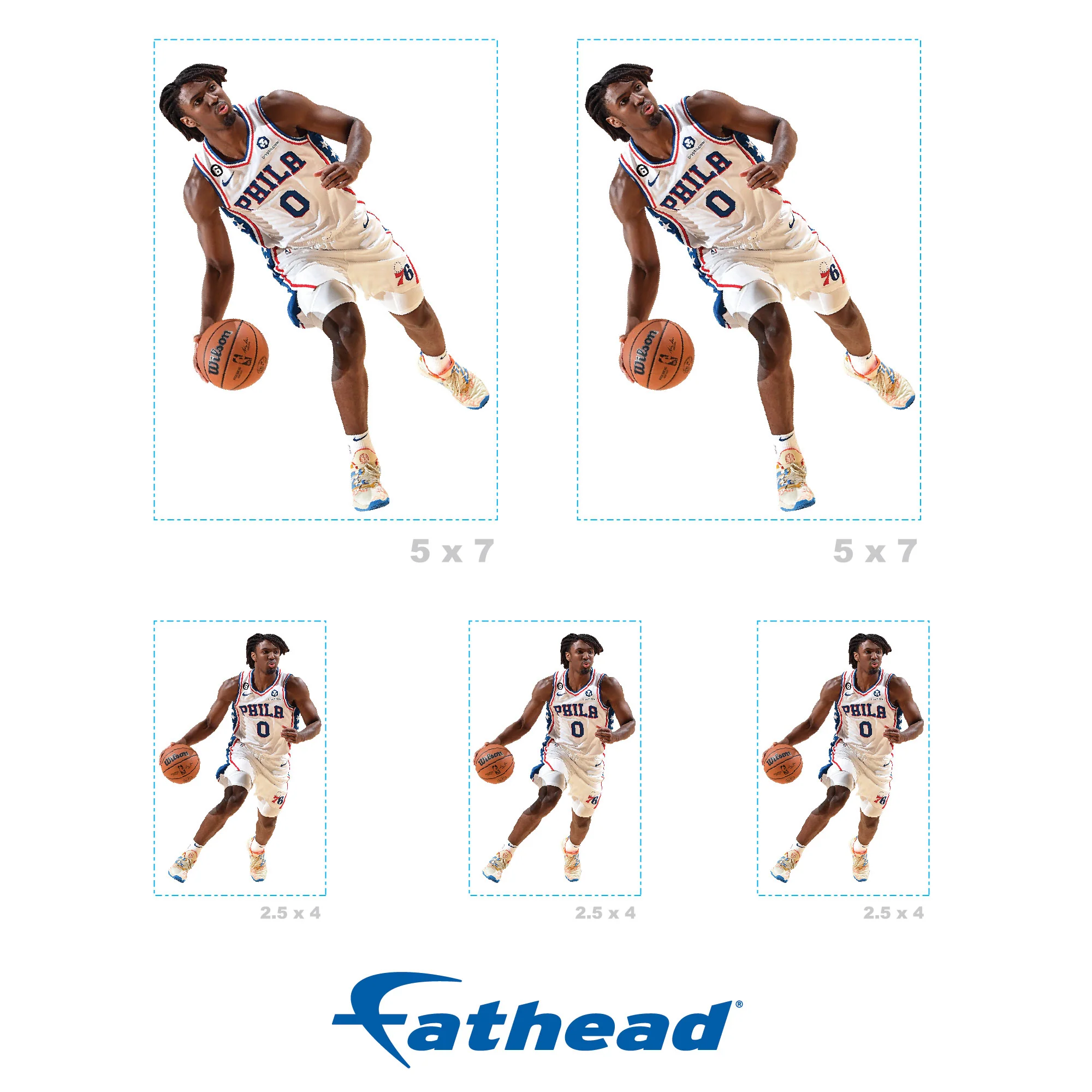 Tyrese Maxey - 5 Minis (Mixed Sizes) - Official NBA - Philadelphia 76ers - Reusable Vinyl Decals - Image 4