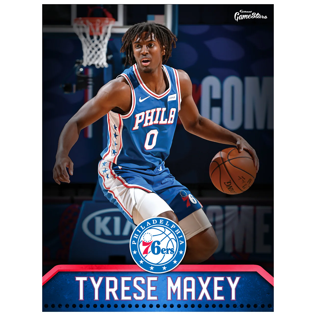 Tyrese Maxey - GameStars Series - Peel & Stick Poster - Official NBA - Philadelphia 76ers - Reusable Vinyl Wall Decal - Image 2