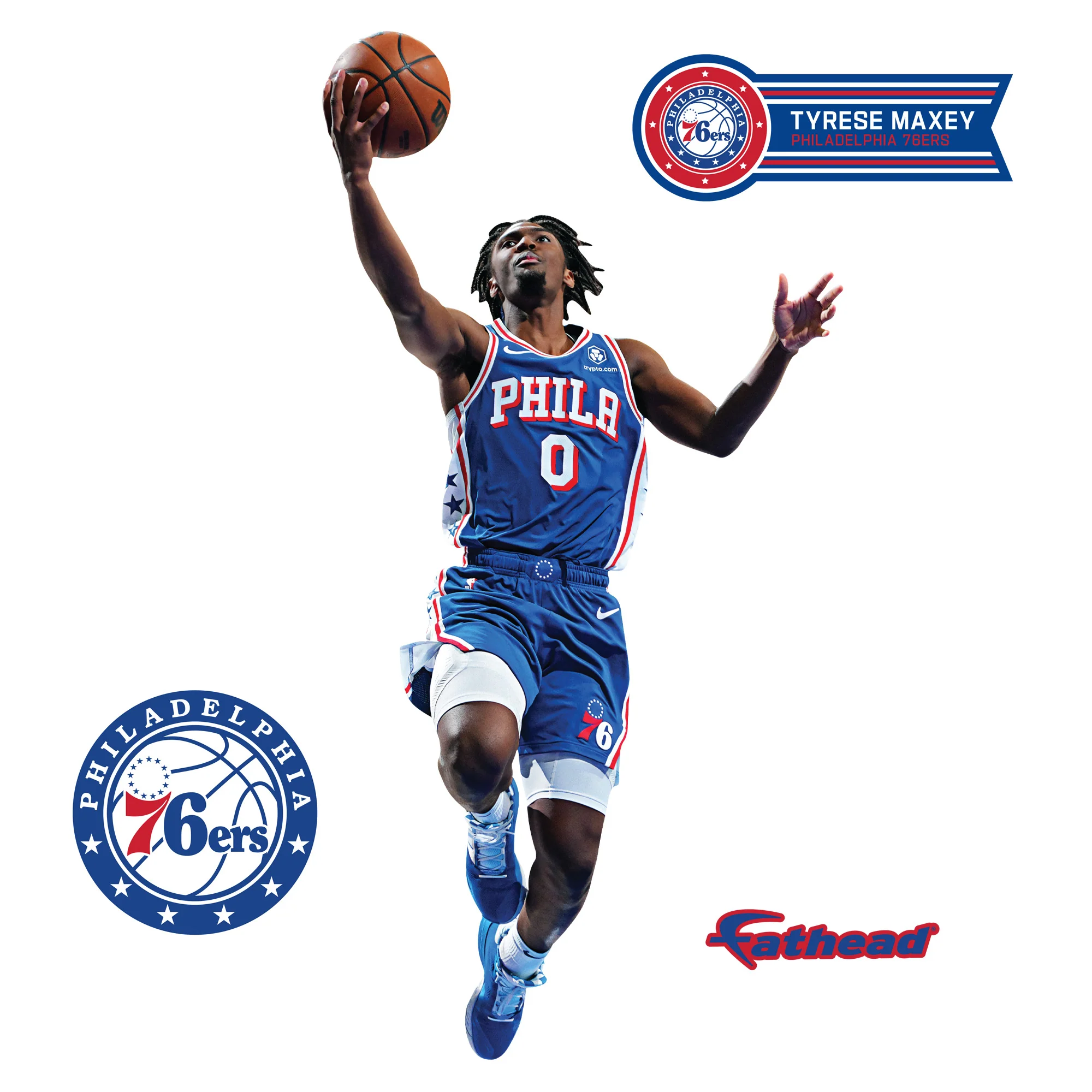 Tyrese Maxey Layup - RealBig Collection - Official NBA - Philadelphia 76ers - Reusable Vinyl Wall Decals - Image 9
