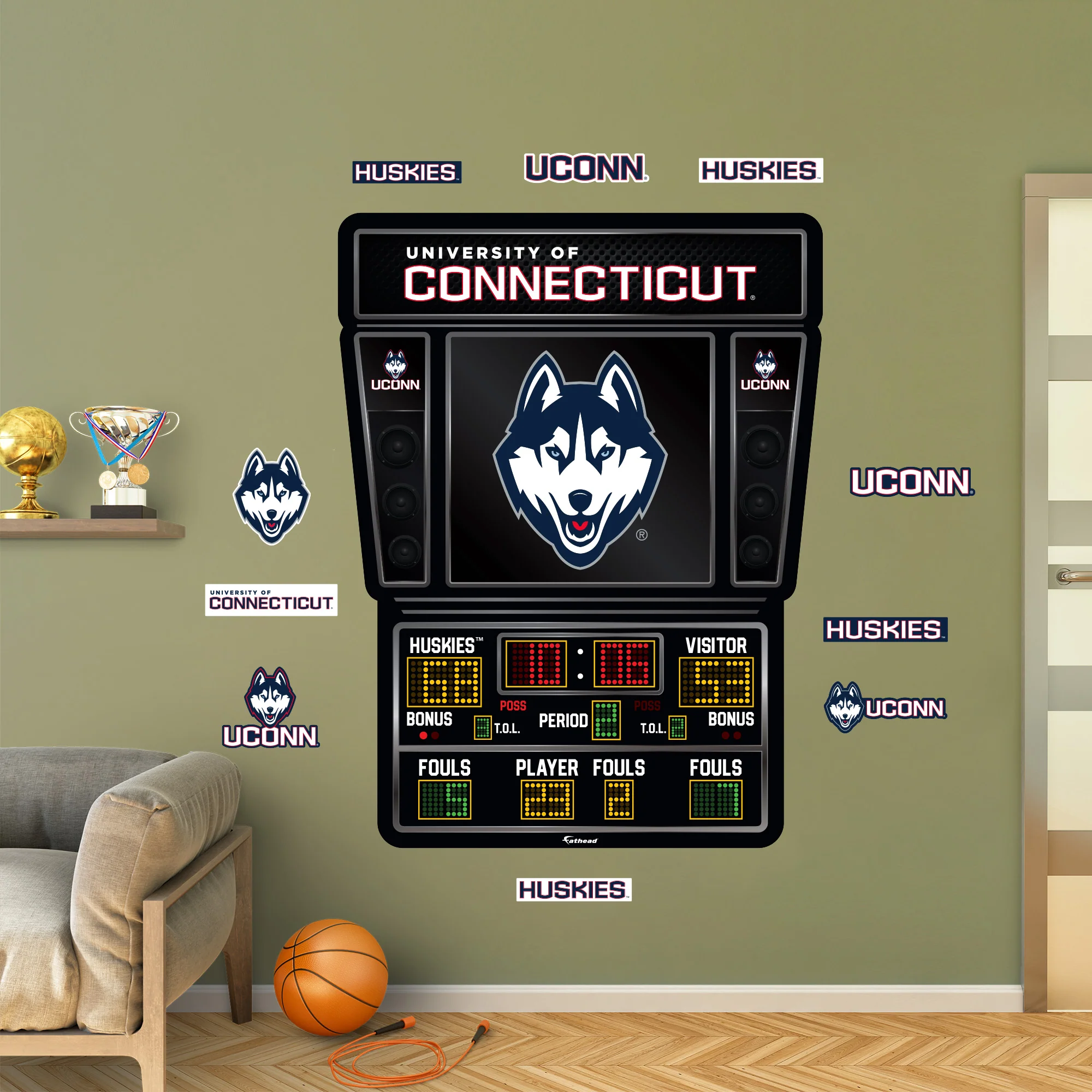 UConn Huskies - RealBig Basketball Scoreboard Collection - Official NCAA - UConn Huskies - Reusable Vinyl Wall Decals - Image 3