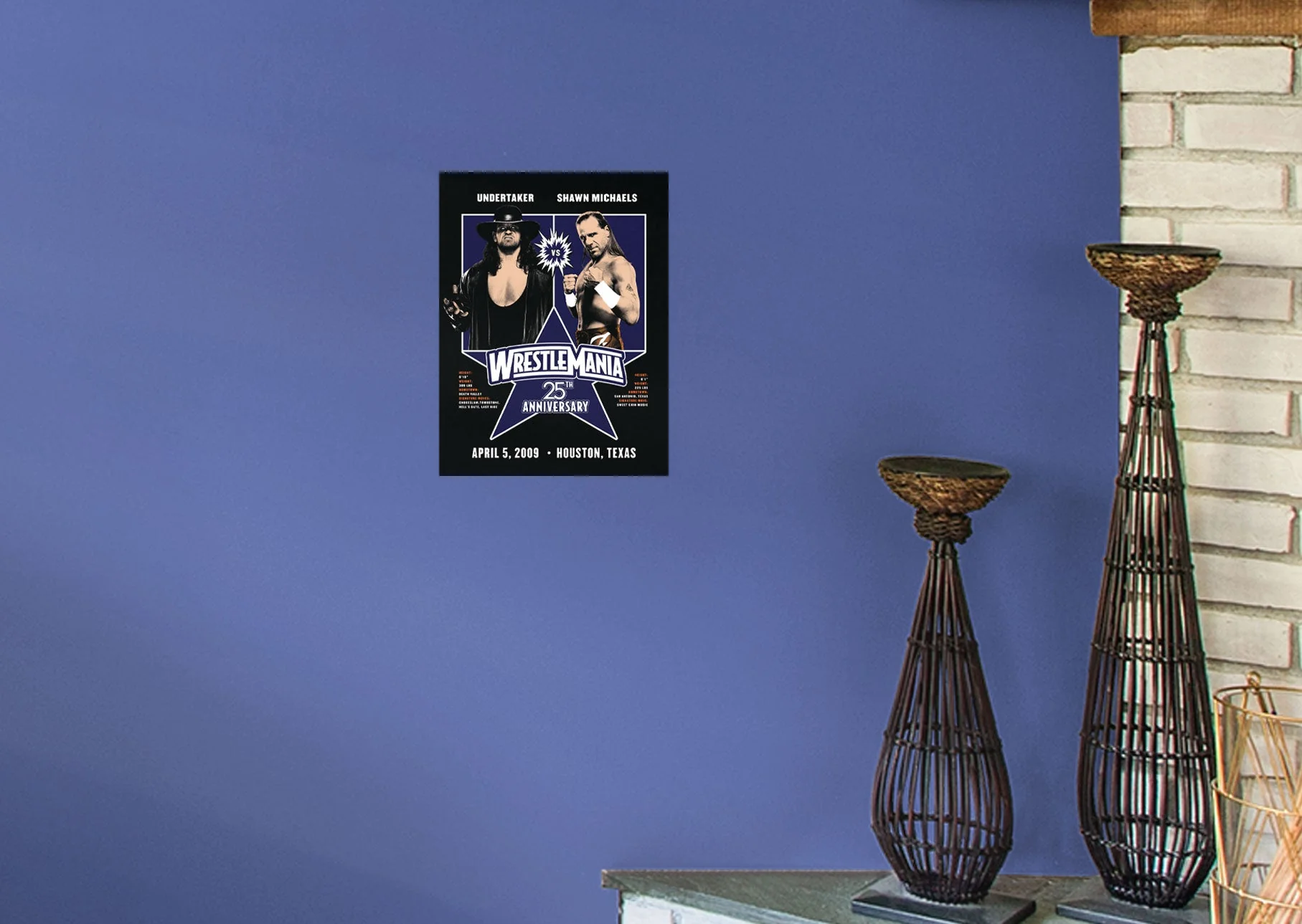 Undertaker and Shawn Michaels - Wrestlemania 25 - Peel & Stick Poster - Official WWE - Reusable Vinyl Wall Decal - Image 6