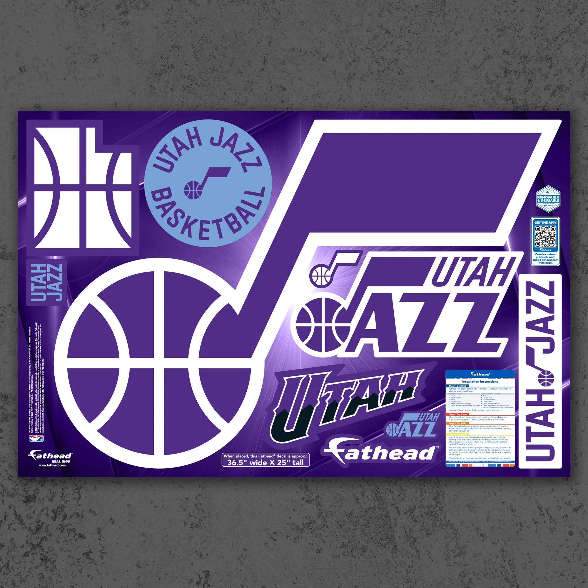 Utah Jazz - RealBig Logo Collection - Official NBA - Utah Jazz - Reusable Vinyl Wall Decals - Image 5