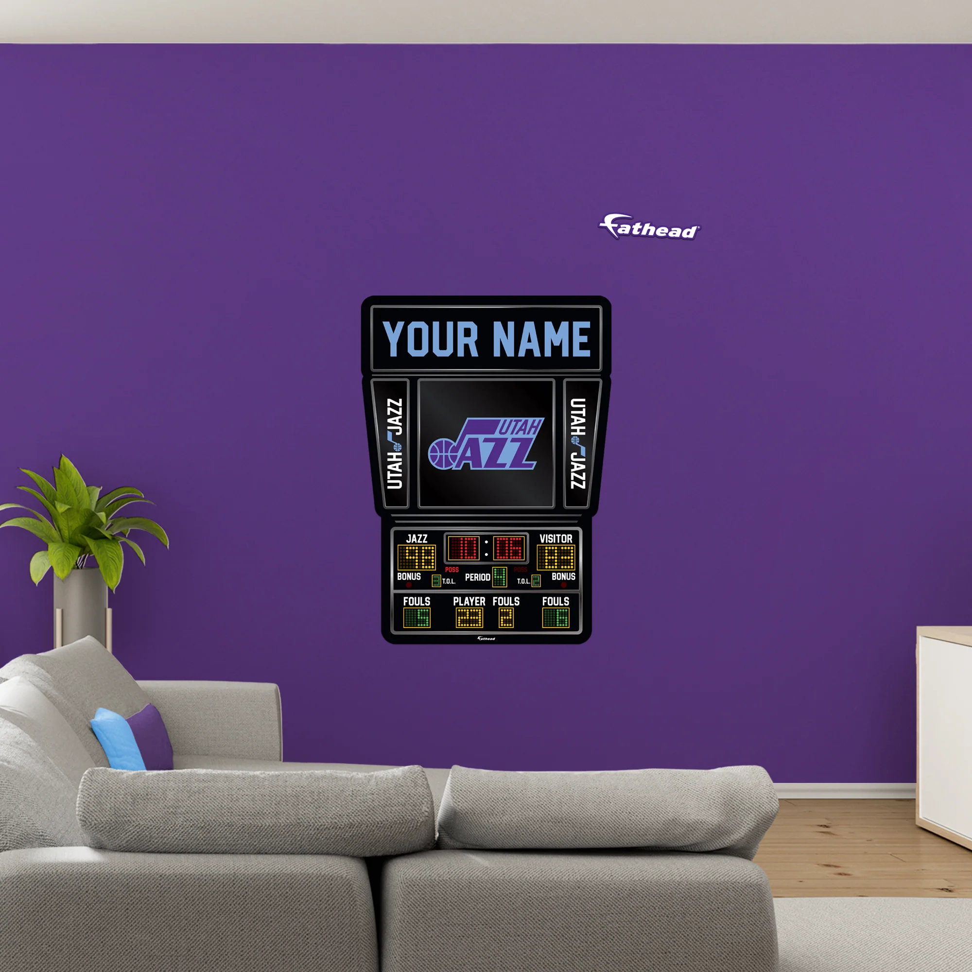 Utah Jazz - Scoreboard Graphic - With Personalized Name - Official NBA - Reusable Vinyl Wall Decals - Image 3
