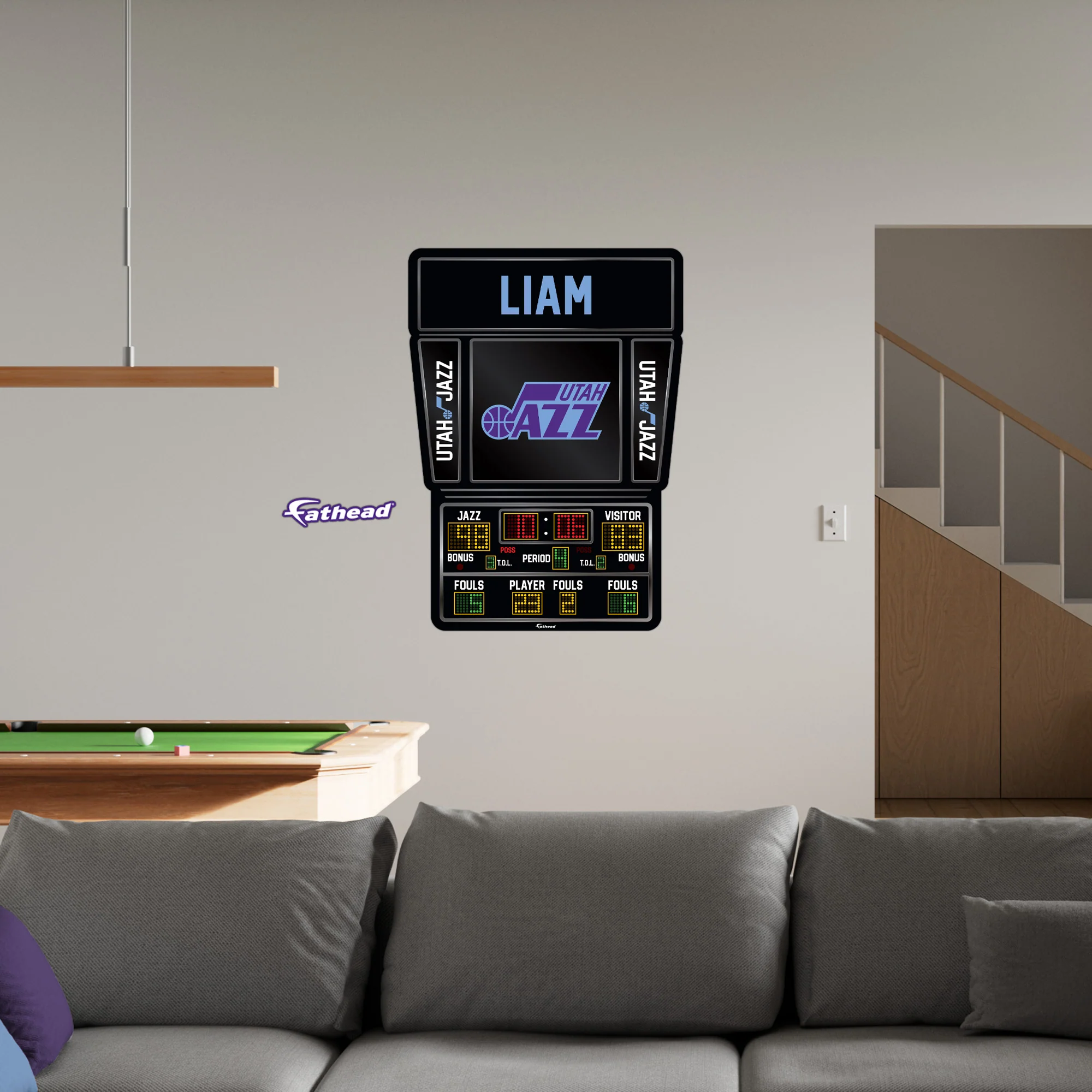 Utah Jazz - Scoreboard Graphic - With Personalized Name - Official NBA - Reusable Vinyl Wall Decals - Image 4