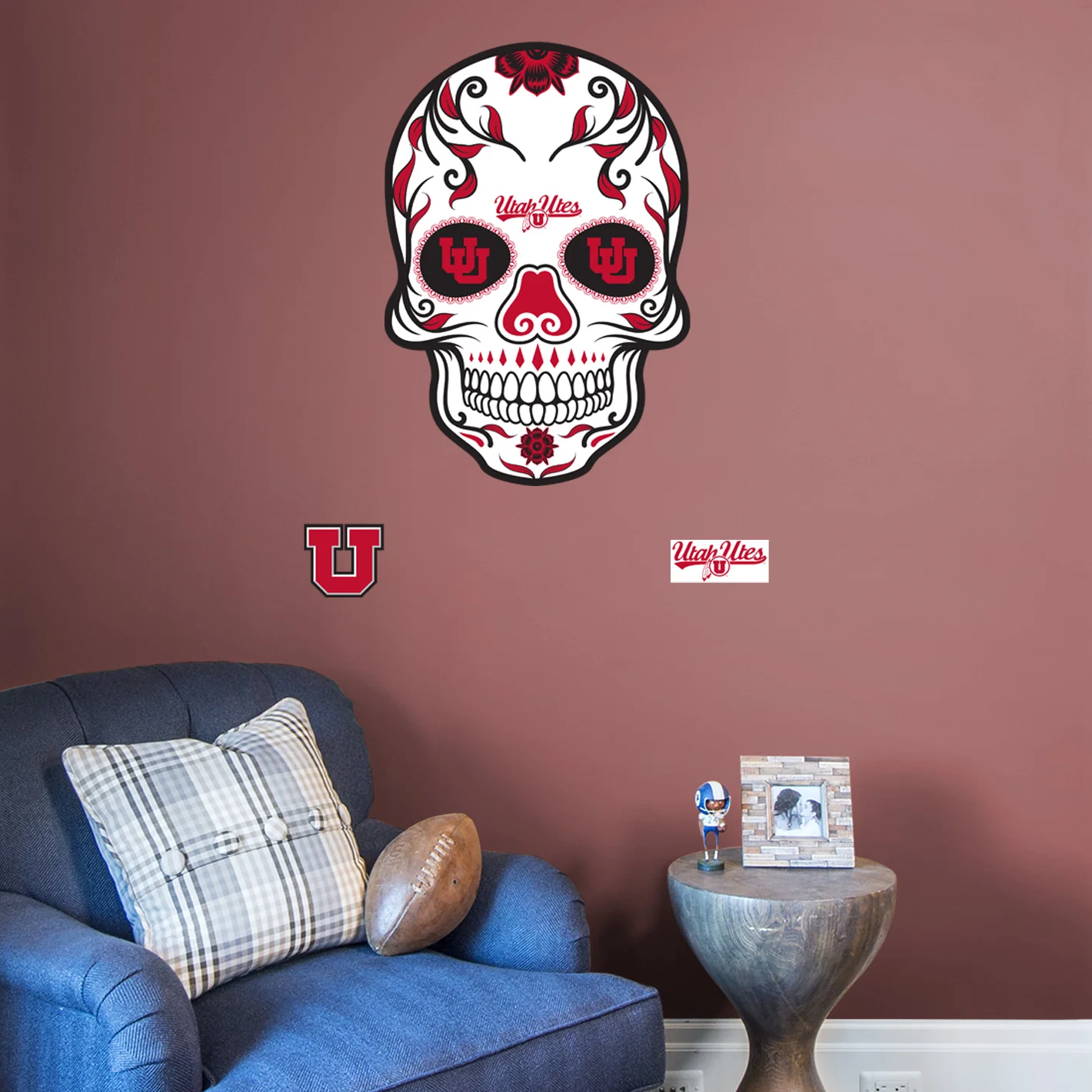 Utah Utes - RealBig Sugar Skull Collection - Official NCAA - Reusable Vinyl Wall Decals - Image 7