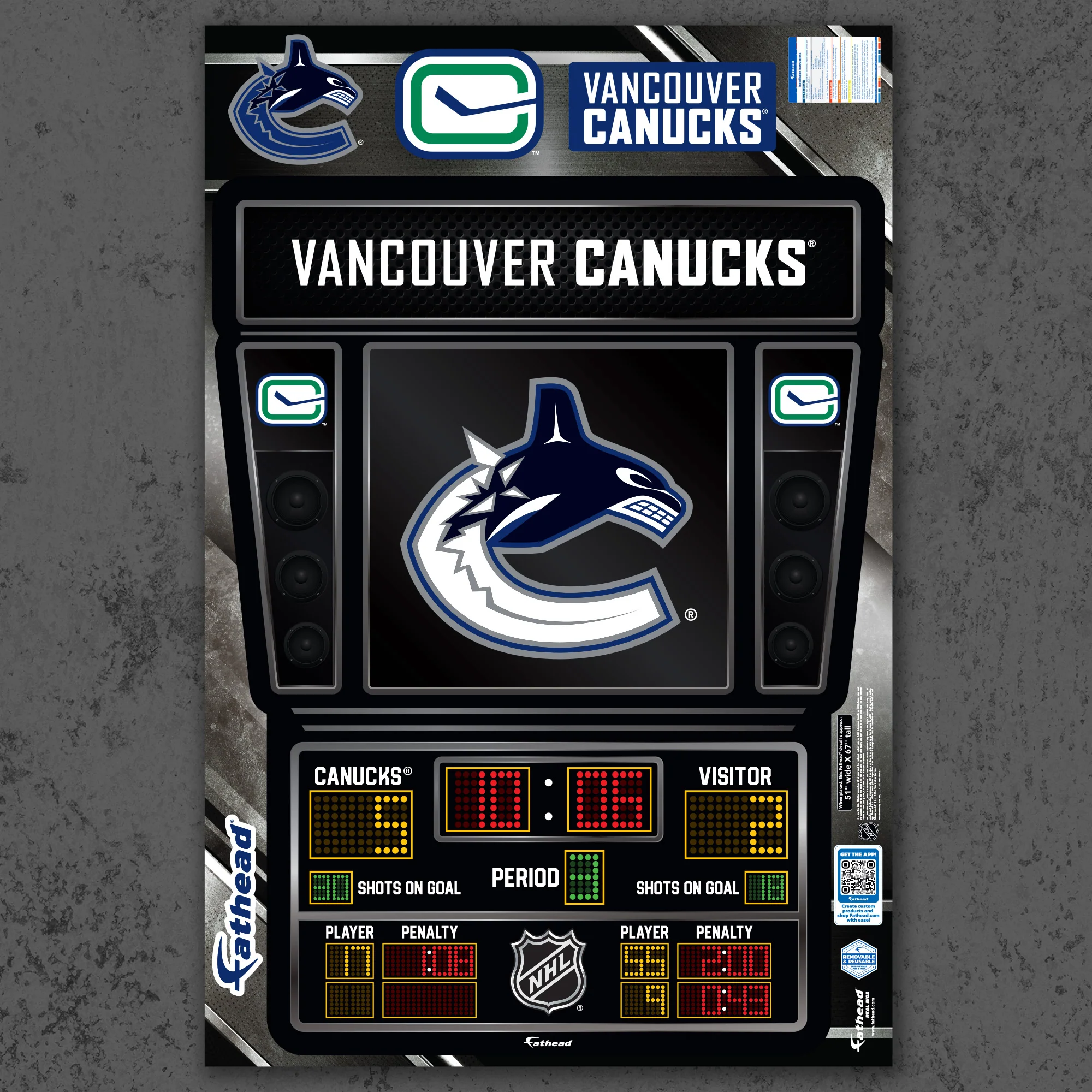 Vancouver Canucks - RealBig Scoreboard Collection - Official NHL - Reusable Vinyl Wall Decals - Image 2