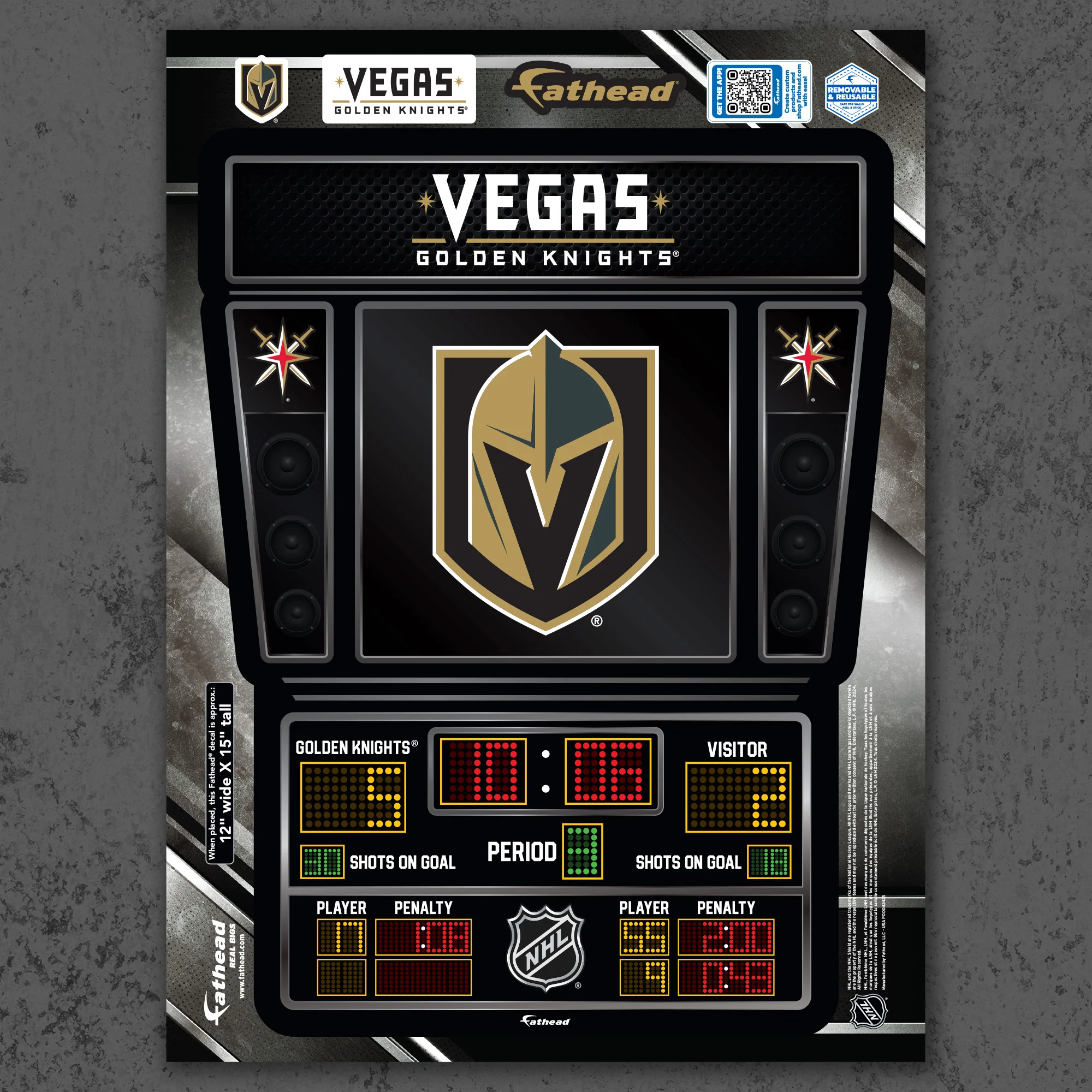 Vegas Golden Knights - RealBig Scoreboard Collection - Official NHL - Reusable Vinyl Wall Decals - Image 7
