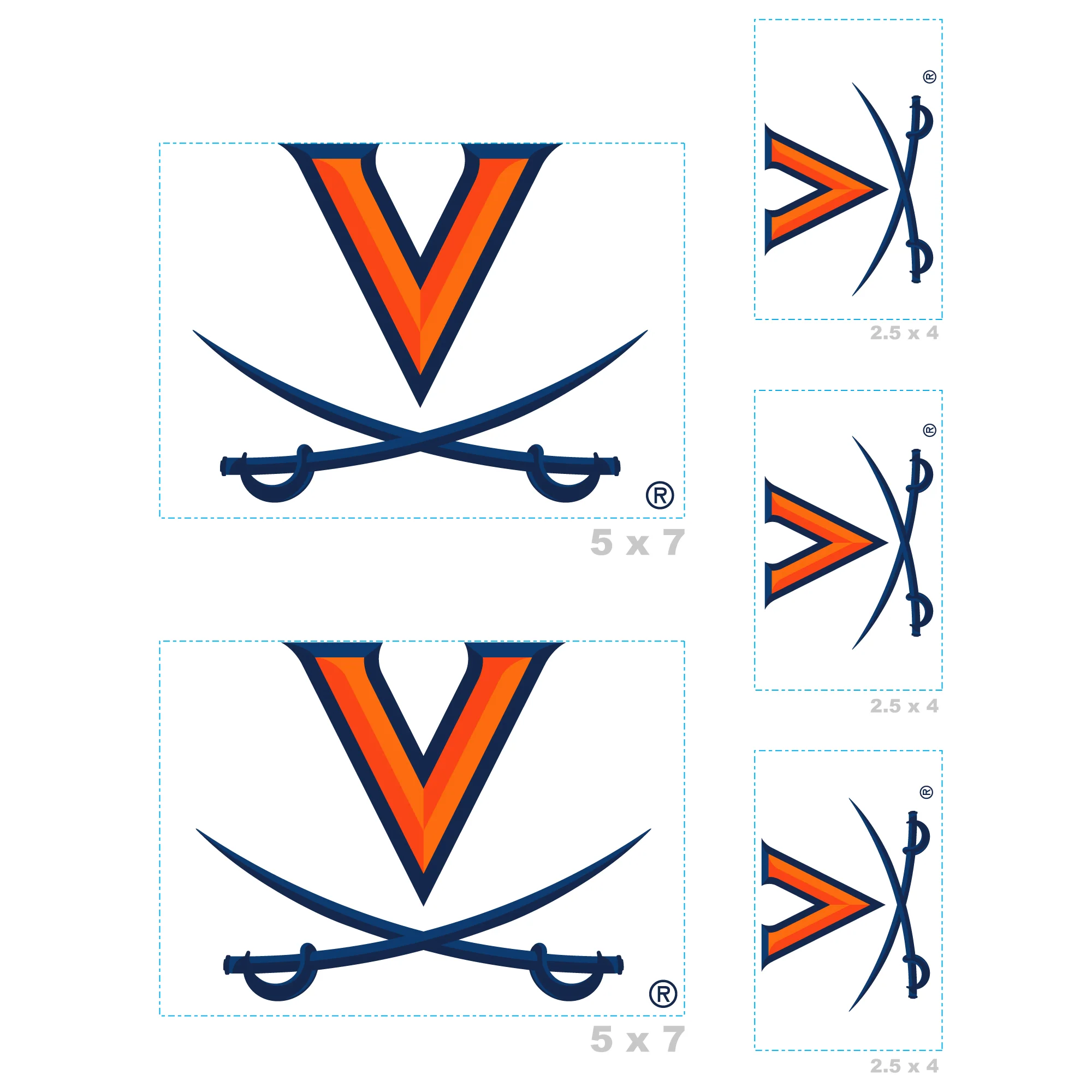 Virginia Cavaliers - 5 Logo Minis (Mixed Sizes) - Official NCAA - Reusable Vinyl Decals - Image 3