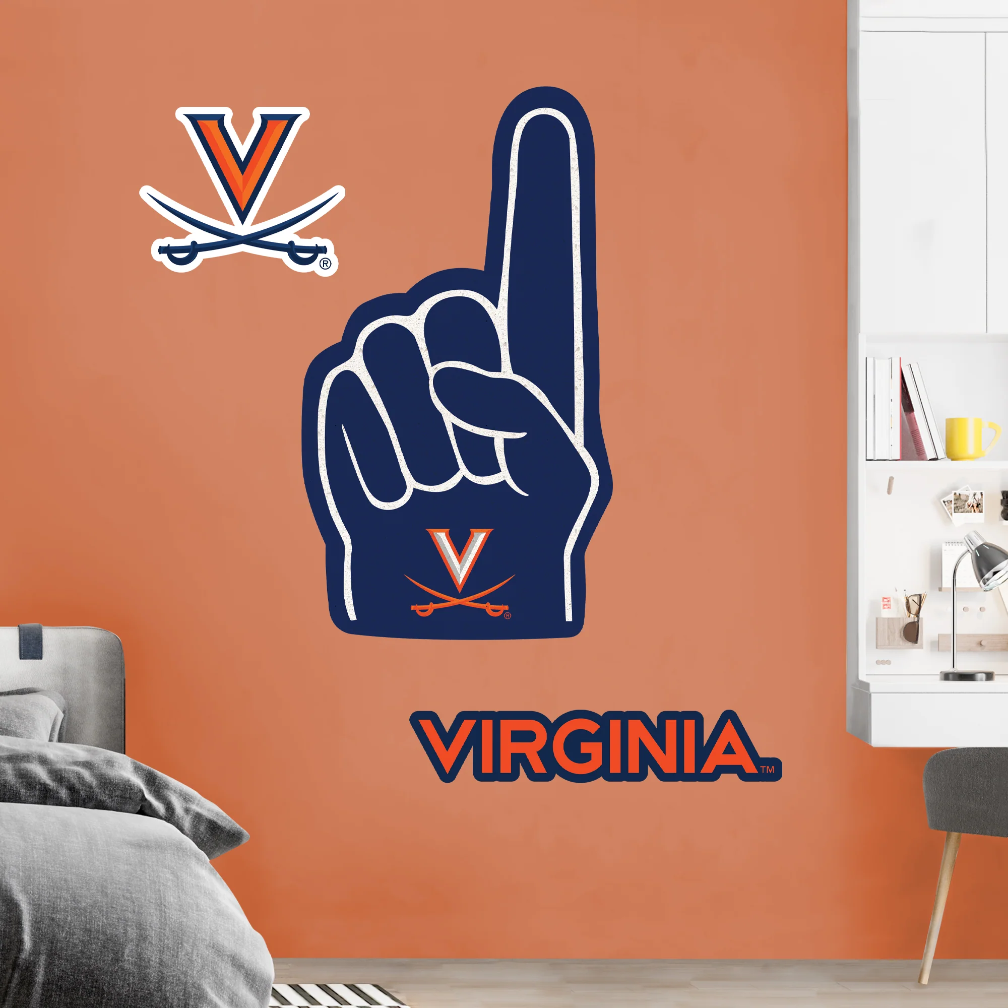 Virginia Cavaliers - RealBig Foam Finger Collection - Official NCAA - Reusable Vinyl Wall Decals - Image 2