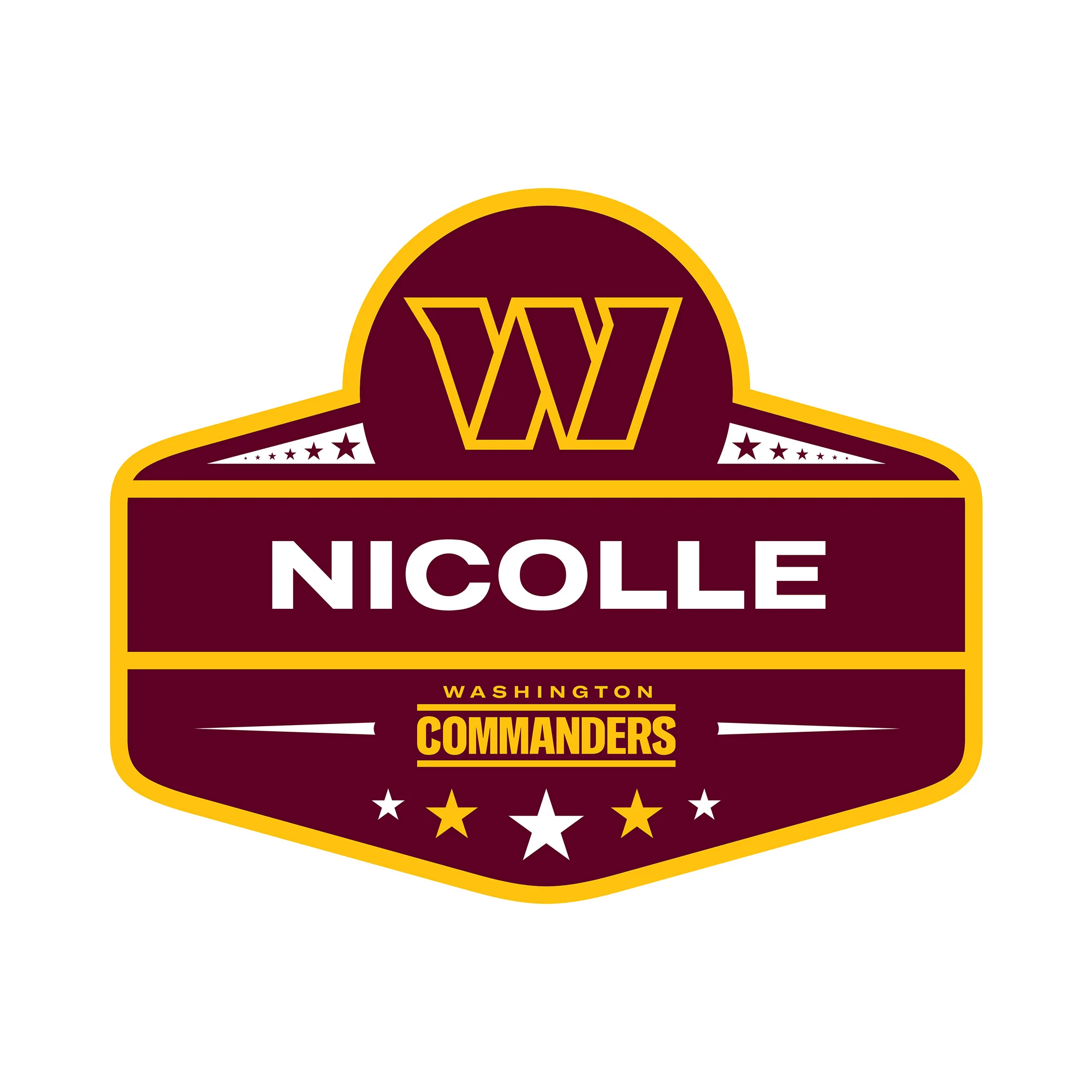 Washington Commanders - Badge - With Personalized Name - Official NFL - Reusable Vinyl Transfer Decal
