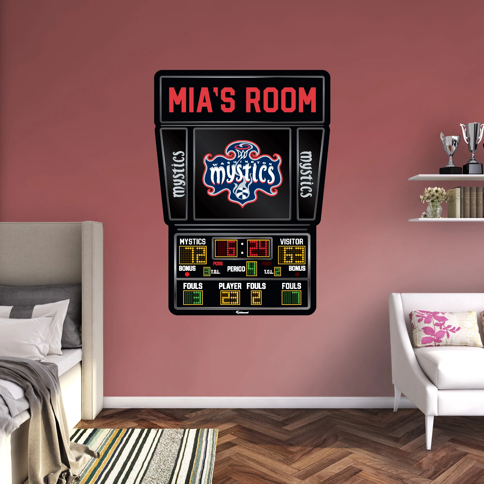 Washington Mystics - Scoreboard Graphic - With Personalized Name - Official WNBA - Vinyl Transfer Decal - Image 2