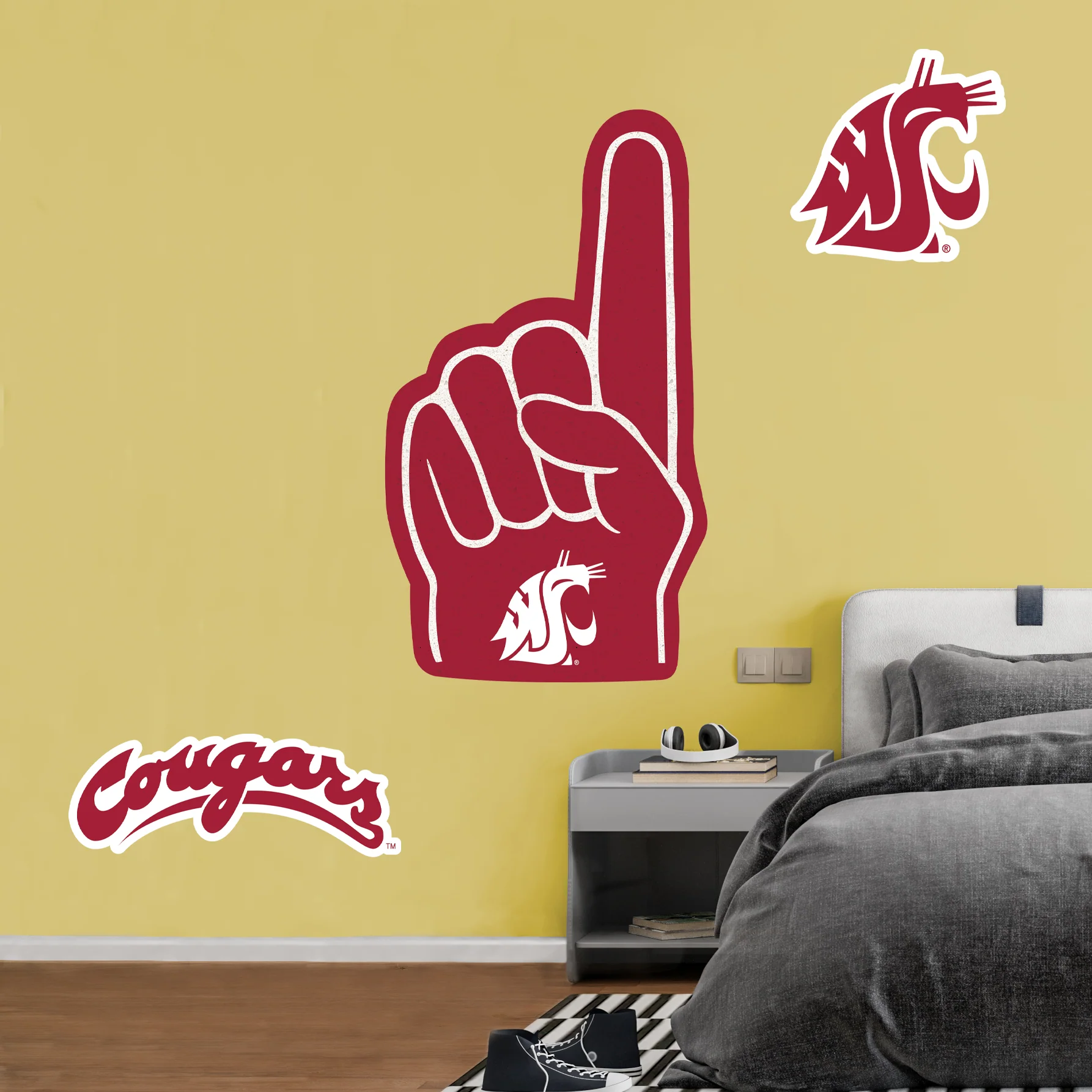 Washington State Cougars - RealBig Foam Finger Collection - Official NCAA - Reusable Vinyl Wall Decals - Image 6