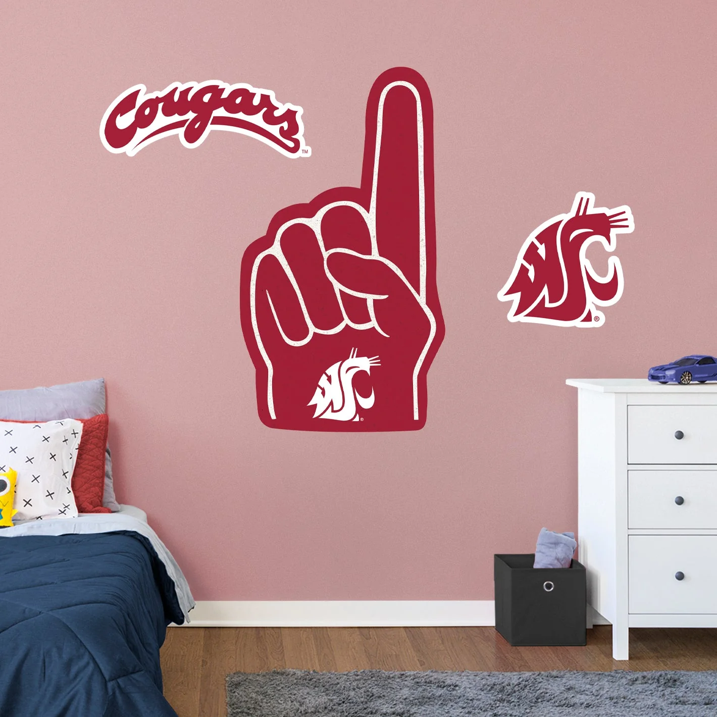 Washington State Cougars - RealBig Foam Finger Collection - Official NCAA - Reusable Vinyl Wall Decals - Image 9