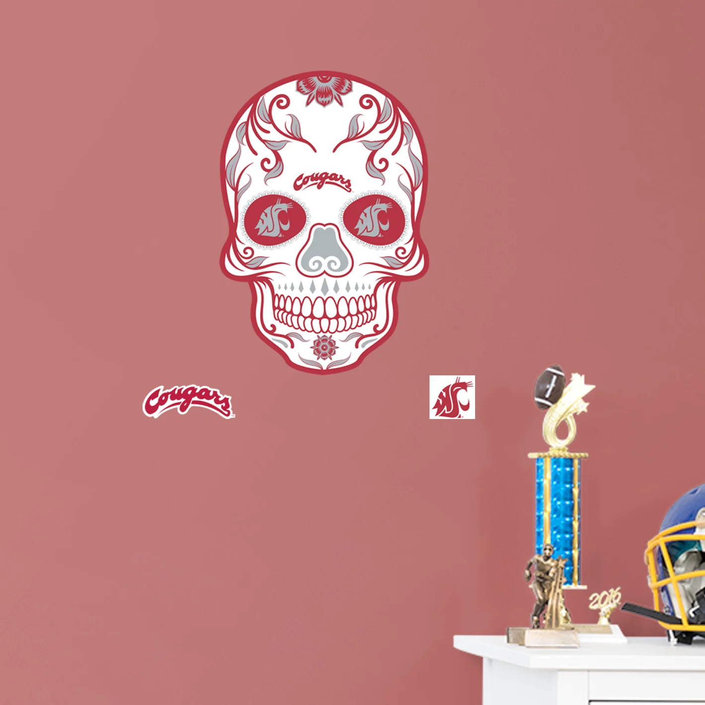 Washington State Cougars - RealBig Sugar Skull Collection - Official NCAA - Reusable Vinyl Wall Decals - Image 8