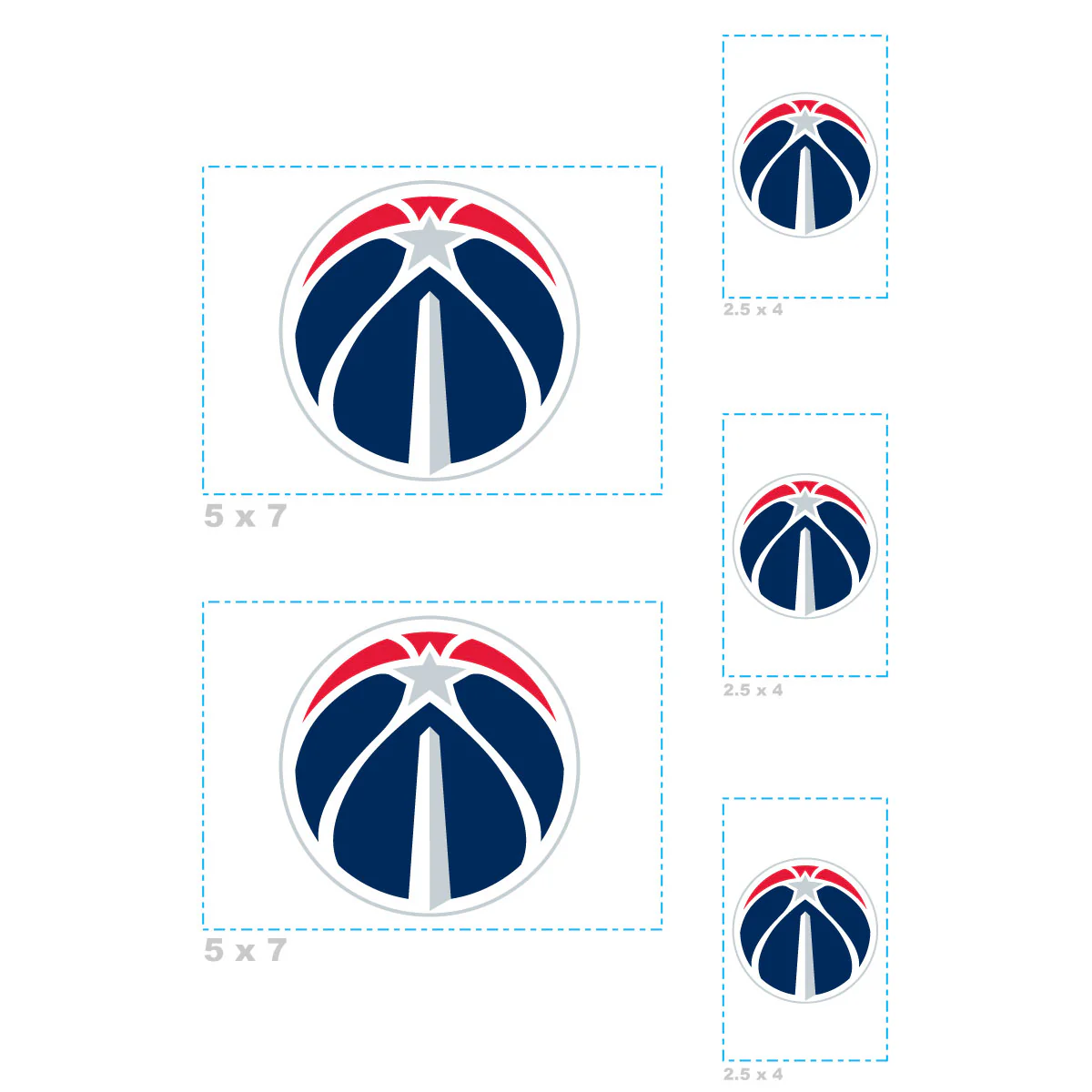 Washington Wizards - 5 Logo Minis (Mixed Sizes) - Official NBA - Reusable Vinyl Decals - Image 3