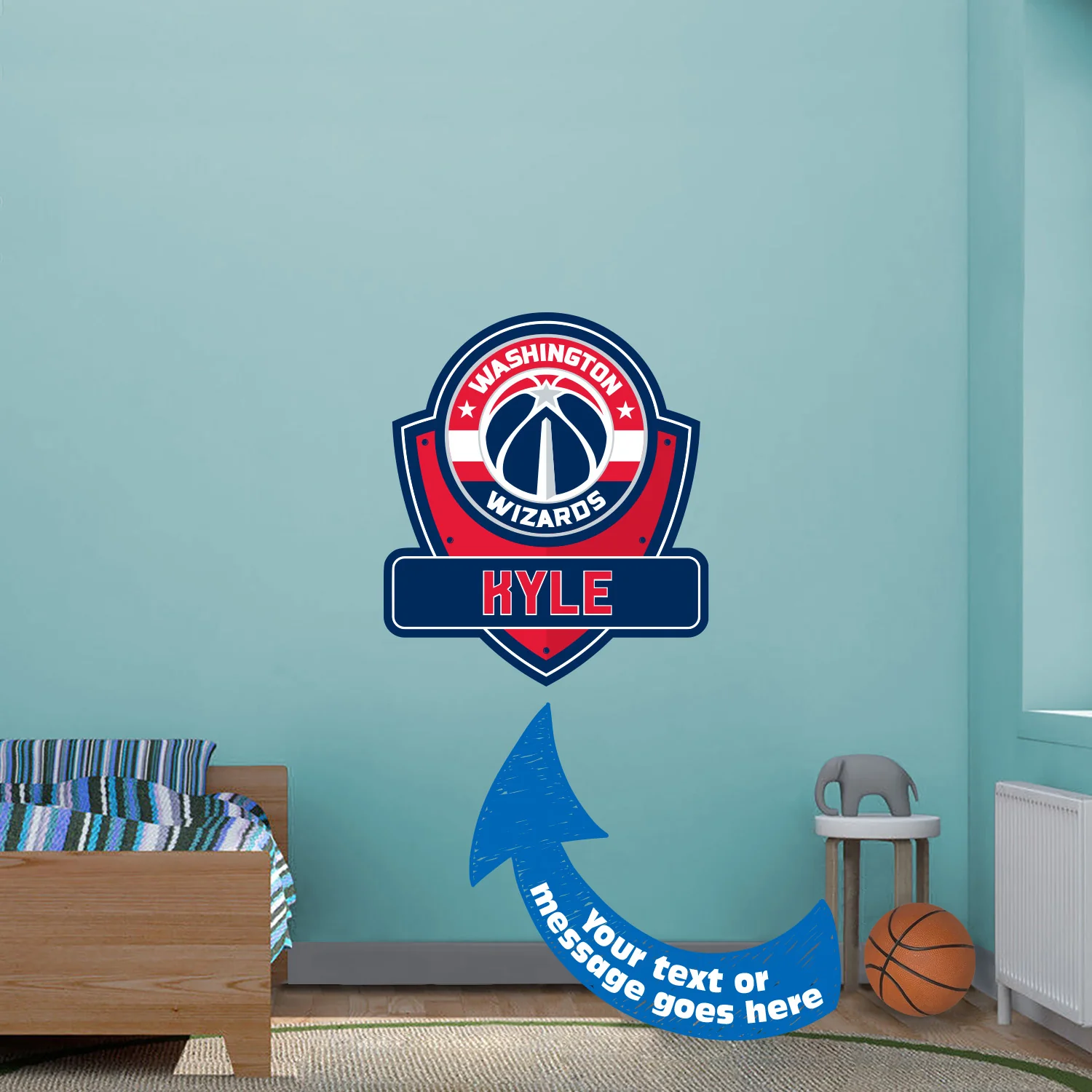 Washington Wizards - Badge - With Personalized Name - Official NBA - Vinyl Transfer Decal - Image 3