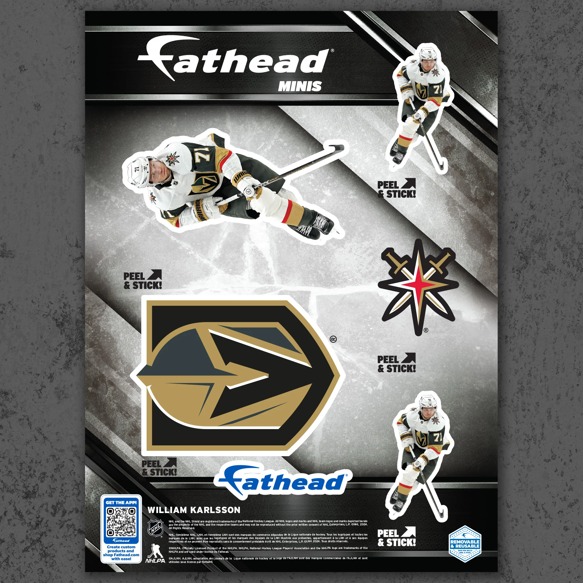William Karlsson - 5 Minis (Mixed Sizes) - Official NHL - Vegas Golden Knights - Reusable Vinyl Decals - Image 3
