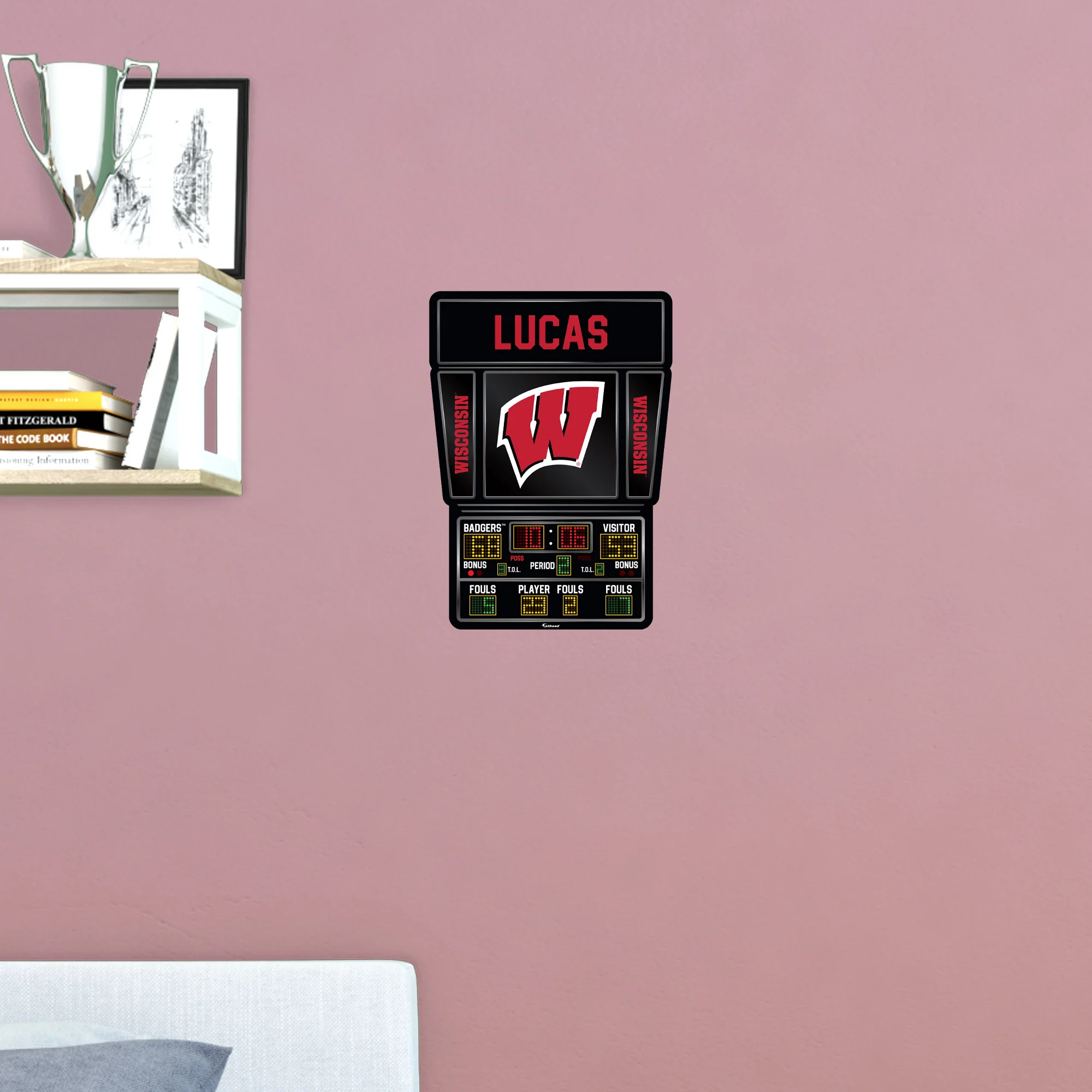Wisconsin Badgers - Basketball Scoreboard Graphic - With Personalized Name - Official NCAA - Vinyl Transfer Decal - Image 3