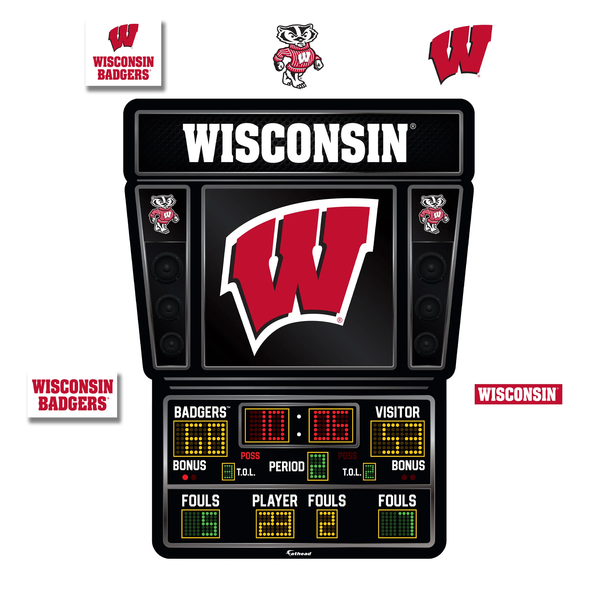 Wisconsin Badgers - RealBig Basketball Scoreboard Collection - Official NCAA - Reusable Vinyl Wall Decals - Image 3