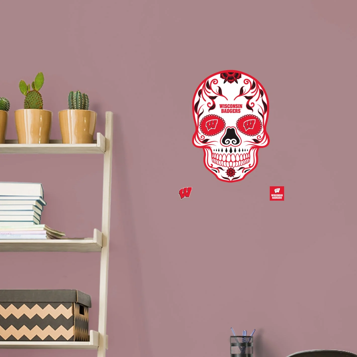 Wisconsin Badgers - RealBig Sugar Skull Collection - Official NCAA - Reusable Vinyl Wall Decals - Image 6