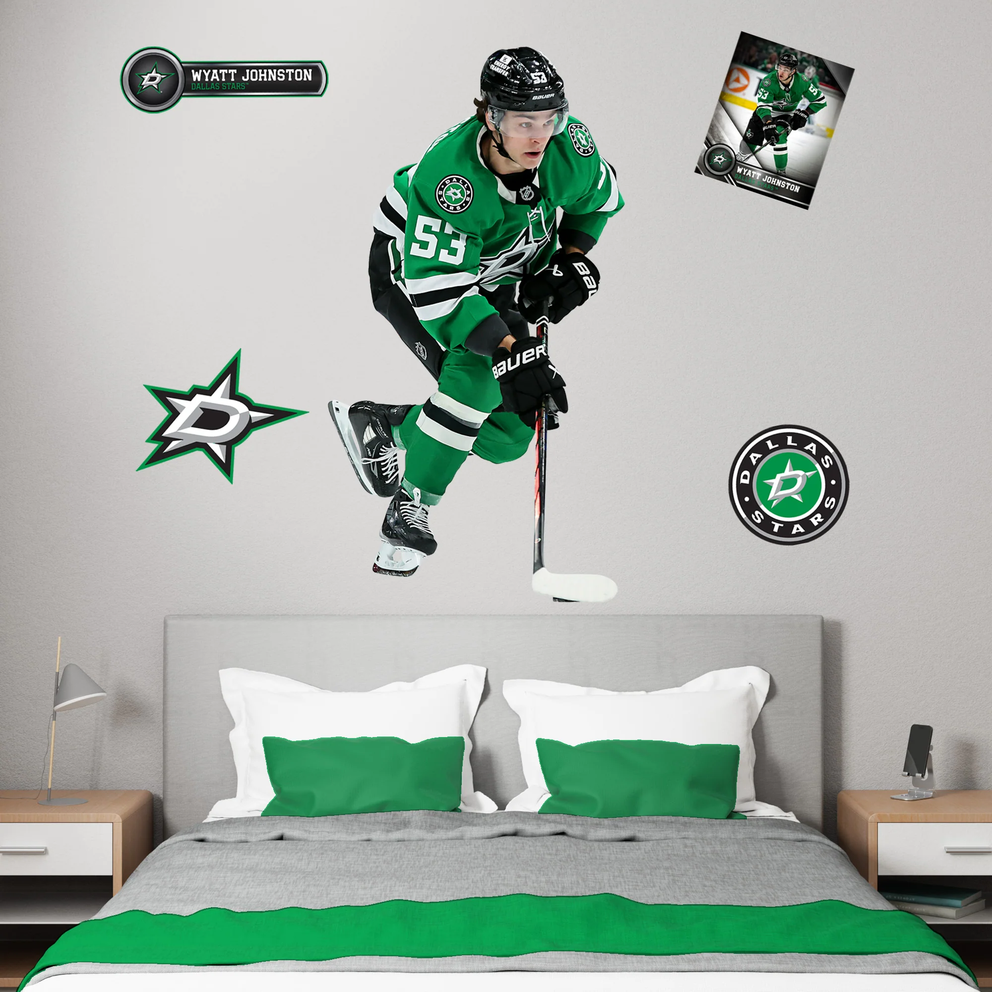 Wyatt Johnston - RealBig Collection - Official NHL - Dallas Stars - Reusable Vinyl Wall Decals