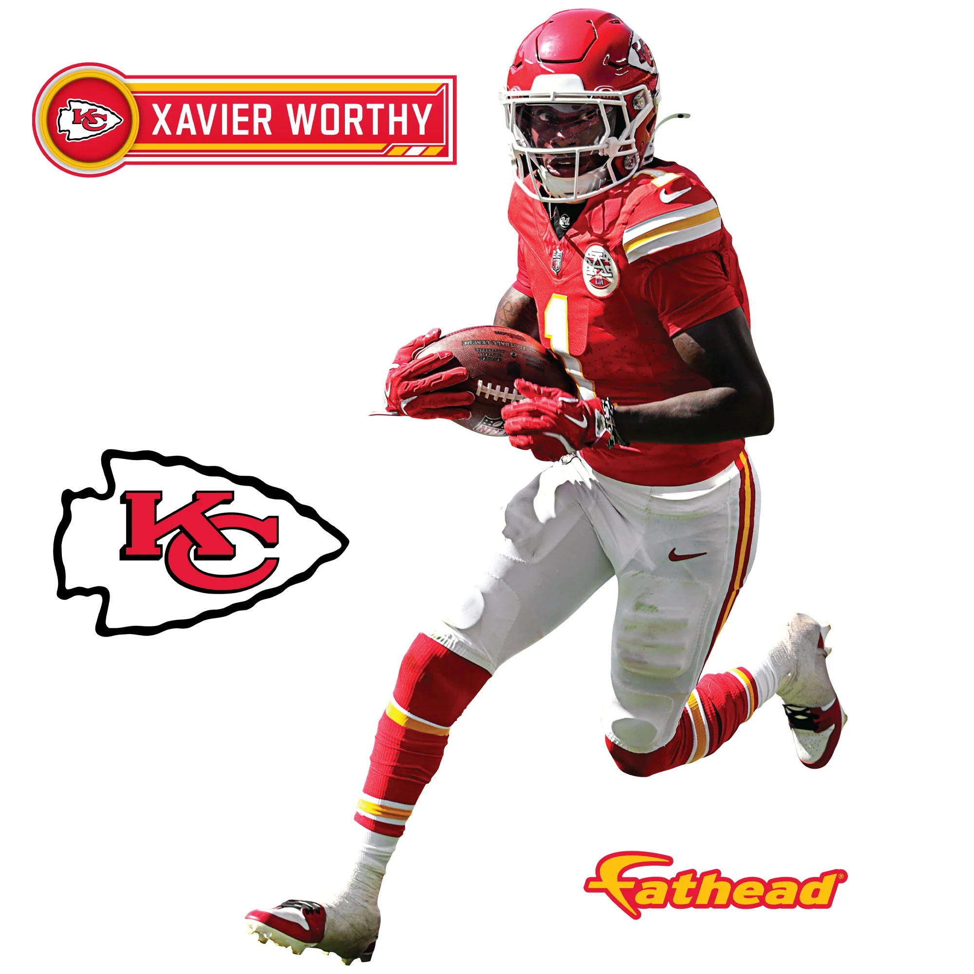 Xavier Worthy - RealBig Collection - Official NFL - Kansas City Chiefs - Reusable Vinyl Wall Decals - Image 8